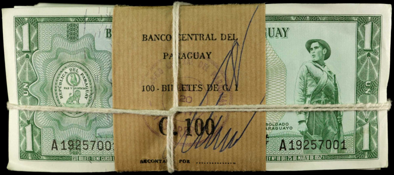 PARAGUAY. Lot of (1000). Banco Central del Paraguay. 1 Guarani, 1952 (1963). P-1...