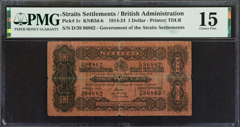 STRAITS SETTLEMENTS. The Government of the Straits Settlements. 1 Dollar, 1914-2...