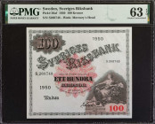SWEDEN. Sveriges Riksbank. 100 Kronor, 1950. P-36af. PMG Choice Uncirculated 63 EPQ.
Estimate: $200.00 - 300.00