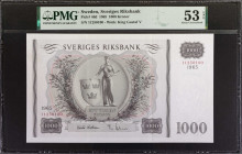 SWEDEN. Sveriges Riksbank. 1000 Kronor, 1965. P-46d. PMG About Uncirculated 53 EPQ.
Estimate: $300.00 - 500.00