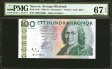 SWEDEN. Sveriges Riksbank. 100 Kronor, 2004-10. P-65c. PMG Superb Gem Uncirculated 67 EPQ.
Estimate: $25.00 - 50.00