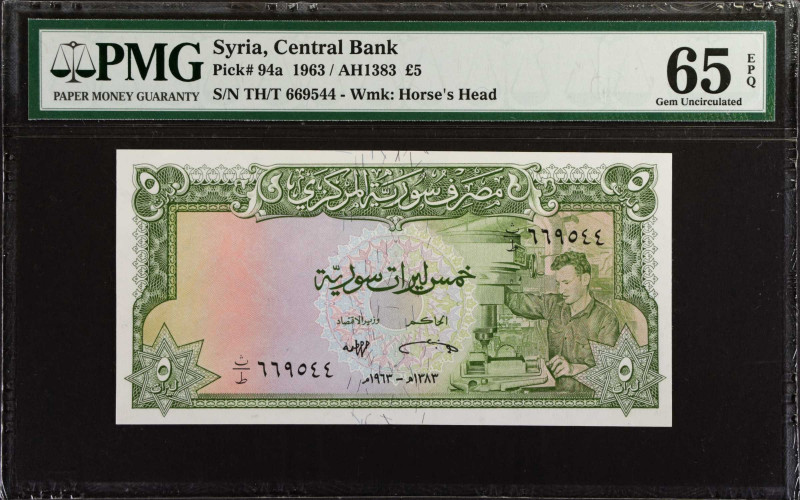 SYRIA. Lot of (2). Central Bank of Syria. 5 & 10 Pounds, 1963-65. P-94a & 95a. P...