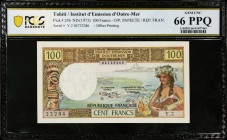 TAHITI. Institut d'Emission d'Outre-Mer. 100 Francs, ND (1973). P-24b. PCGS Banknote Gem Uncirculated 66 PPQ.
Estimate: $75.00 - 125.00