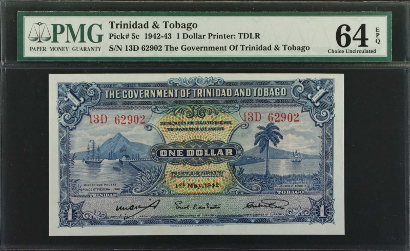 TRINIDAD & TOBAGO. The Government of Trinidad and Tobago. 1 Dollar, 1942-43. P-5...