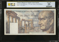 TUNISIA. Banque de l'Algerie et de la Tunisie. 5000 Francs, 1950. P-30. PCGS Banknote Very Fine 25.
PCGS Banknote comments "Pinholes".
Estimate: $30...