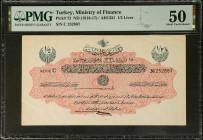 TURKEY. Dette Publique Ottomane. 1/2 Livre, ND (1916-17). P-72. PMG About Uncirculated 50.
Estimate: $50.00 - 100.00