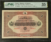 TURKEY. Dette Publique Ottomane. 5 Livres, ND (1918). P-109b. PMG Choice Very Fine 35.
PMG Pop 2/None Finer.
Estimate: $300.00 - 400.00