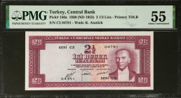 TURKEY. Turkiye Cumhuriyet Merkez Bankasi. 2 1/2 Lira, 1930 (ND 1952). P-150a. PMG About Uncirculated 55.
Estimate: $150.00 - 200.00