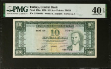 TURKEY. Turkiye Cumhuriyet Merkez Bankasi. 10 Lira, 1930. P-156a. PMG Extremely Fine 40 EPQ.
Estimate: $150.00 - 200.00