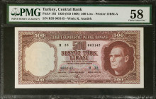 TURKEY. Turkiye Cumhuriyet Merkez Bankasi. 500 Lira, 1930 (ND 1968). P-183. PMG Choice About Uncirculated 58.
Estimate: $300.00 - 500.00