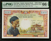 VIETNAM, SOUTH. National Bank. 1000 Dông, ND (1955-56). P-4As. Specimen. PMG Gem Uncirculated 66 EPQ.
Known as the Holy Grail of South Viet Nam Bankn...