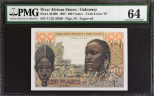 WEST AFRICAN STATES. Lot of (2). Banque Centrale des Etats de l'Afrique de l'Ouest. 100 Francs, 1961-65. P-201Bb & 201Be. PMG Choice Uncirculated 63 E...