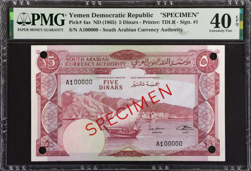 YEMEN, DEMOCRATIC REPUBLIC. South Arabian Currency Authority. 5 Dinars, ND (1965...