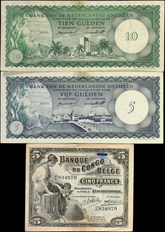 MIXED LOTS. Belgian Congo & Netherland Antilles. Lot of (3). Mixed Banks. Mixed ...