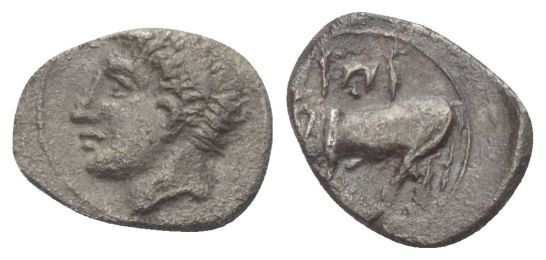 Sizilien. Panormos als Ziz.

 Litra (Silber). Ca. 400 - 380 v. Chr.
Vs: Jugen...