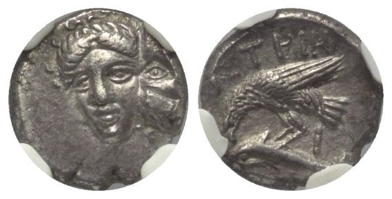 Moesia Inferior. Istros.

 Trihemiobol (Silber). Ca. 420 - 340 v. Chr.
Vs: Zw...