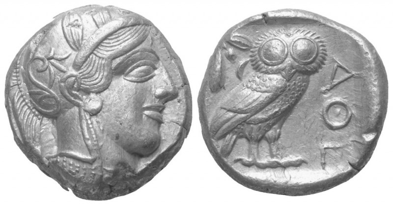 Attika. Athen.

 Tetradrachme (Silber). Ca. 454 - 404 v. Chr.
Vs: Kopf der At...