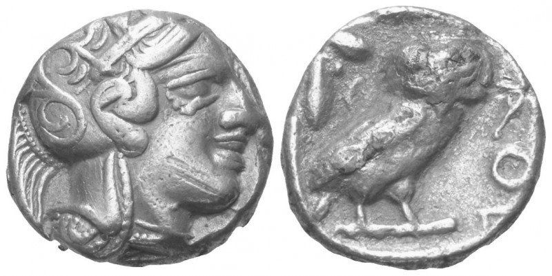 Attika. Athen.

 Tetradrachme (Silber). Ca. 400 - 353 v. Chr.
Vs: Kopf der At...