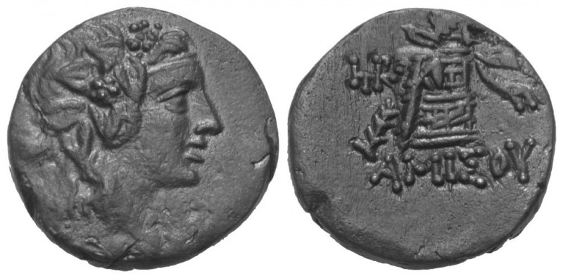 Pontos. Amisos.

 Bronze. Ca. 85 - 65 v. Chr.
Vs: Kopf des Dionysos mit Efeuk...