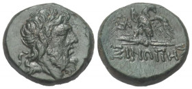 Paphlagonien. Sinope.

 Bronze. Ca. 85 - 65 v. Chr.
Vs: Kopf des Zeus mit Lorbeerkranz rechts.
Rs: Adler auf Blitzbündel nach links stehend, Kopf ...