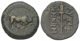 Mysien. Kyzikos.

 Bronze. Ca. 2. - 1. Jhdt. v. Chr.
Vs: Stier nach rechts angreifend.
Rs: Fackel; im Feld unten rechts Monogramm.

24 mm. 7,95 ...