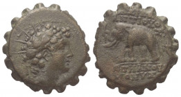 Seleukidisches Königreich. Antiochos VI. Dionysos (144 - 142 v. Chr.).

 Bronze (Serratus). 144 - 142 v. Chr. Antiochia am Orontes (Axios).
Vs: Kop...
