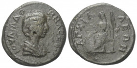 Thrakien. Anchialos. Iulia Domna (gest. 217 n. Chr.).

Bronze.
Vs: Drapierte Büste rechts.
Rs: Demeter mit Kornähren und Szepter nach links throne...