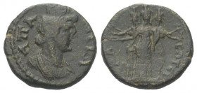 Phrygien. Apameia. Pseudo-autonome Prägung.

Bronze. 2. - 3. Jhdt. n. Chr.
Vs: Büste der Tyche mit Mauerkrone rechts.
Rs: Hekate triformis, die be...