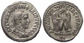 Seleukis und Pierien. Antiochia am Orontes. Philippus I. Arabs (244 - 249 n. Chr.).

 Tetradrachme (Billon). 248 - 249 n. Chr.
Vs: Büste in Rückans...