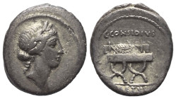 C. Considius Paetus.

 Denar (Silber). 47 v. Chr. Rom.
Vs: Kopf des Apollo mit Lorbeerkranz rechts.
Rs: C CONSIDI / PAETI. Beamtenstuhl (sella cur...