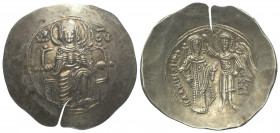 Isaak II. Angelus (1185 - 1195 n. Chr.).

 Aspron Trachy (Elektron). 1185 - 1195 n. Chr. Constantinopolis.
Vs: Jungfrau Maria en face thronend, auf...