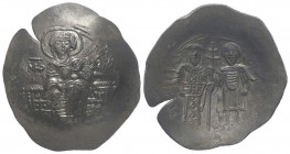 Theodorus I. Lascaris von Nicaea (1208 - 1222 n. Chr.).

 Aspron Trachy (Bronze). Nicaea.
Vs: Jungfrau Maria en face thronend, auf ihrem Schoß Büst...