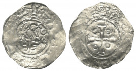 Dortmund (?).

 Denar (Silber). Unbestimmte Münzsstätte.
Nachahmung Otto III. (983 - 1002)

Vs: Gekrönter Kopf rechts.
Rs: Kreuz, in den Quadran...