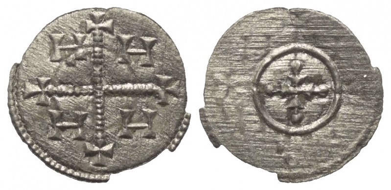 Ungarn. Stephan III. (1162 - 1172).

 Denar (Silber).
Vs: Langkreuz mit Kreuz...