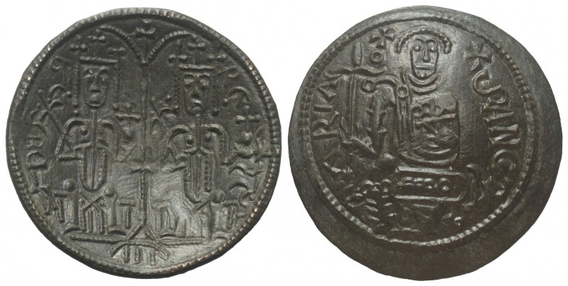 Ungarn. Bela III. (1172 - 1196).

 Kupfermünze.
Vs: REX BELA - REX STS. Zwei ...