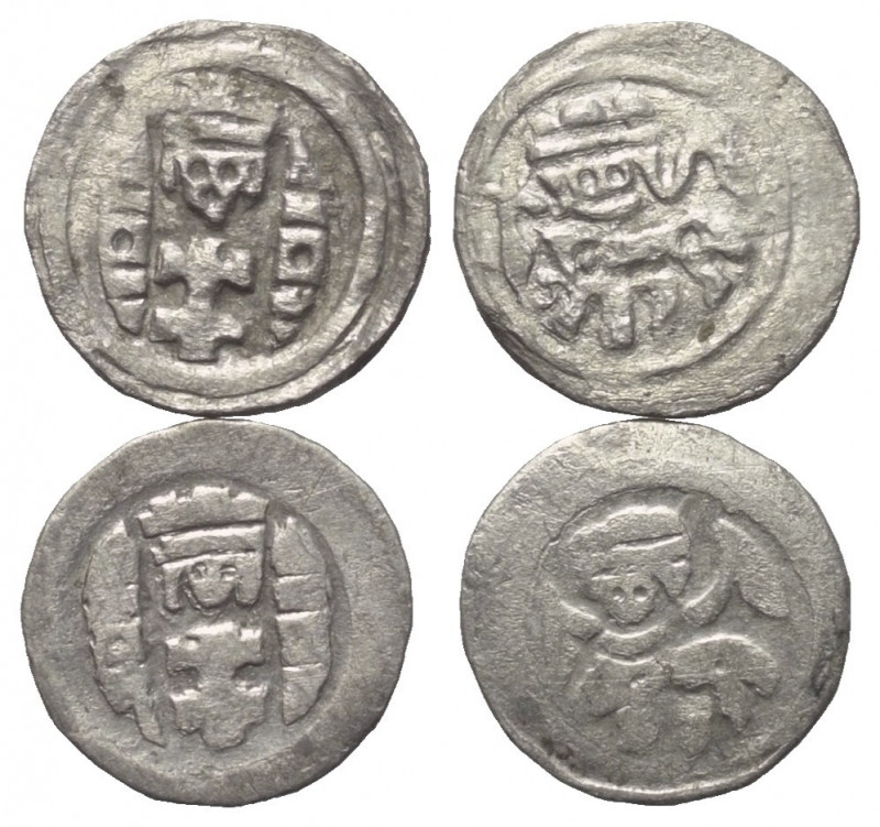 Ungarn. Bela IV. (1235 - 1270).

 Obol (Silber).
Lot (2 Stück):
Vs: Gekrönte...