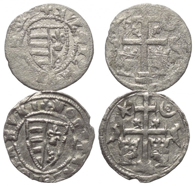 Ungarn. Karl Robert (1307 - 1342).

 Denar (Silber).
Lot (2 Stück):
Vs: + MO...