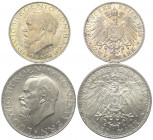 Kaiserreich. Bayern. Ludwig III. (1913 - 1918).

3 und 2 Mark (Silber). 1914 D. München.
Lot (2 Stück):
Vs: Kopf links.
Rs: Großer Reichsadler.
...
