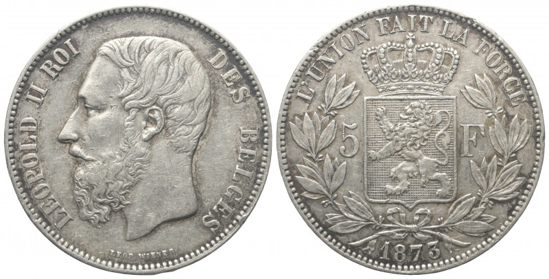 Belgien. Königreich. Leopold II. (1865 - 1909).

 5 Francs (Silber). 1873.
37...