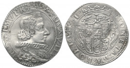 Italien. Modena. Francesco I. d'Este (1629 - 1658).

 10 Bolognini (Silber).
Vs: FRAN I MVT REG E C DVX VIII. Geharnischte Büste nach rechts, mit M...