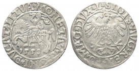 Polen. Litauen. Sigismund II. August (1545 - 1572).

 Halbgroschen (Silber). 1558. Vilnius (Wilno).
Vs: Reiter mit erhobenem Schwert, darunter Ster...