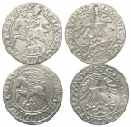 Polen. Litauen. Sigismund II. August (1545 - 1572).

 Halbgroschen (Silber). 1563. Vilnius (Wilno).
Lot (2 Stück):
Vs: Reiter mit erhobenem Schwer...