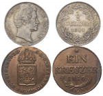 Deutschland - Lots.


Bayern und Österreich.
Lot (2 Stück, Silber und Kupfer): 1/2 Gulden 1844 und 1 Kreuzer 1816E.

Fast vorzüglich - fast stem...