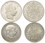 Österreich - Lots.


Kaisertum Österreich (1804 - 1918). 
Franz Joseph I. (1848 - 1916).

Lot (2 Stück, Silber): 1 Forint 1879 und 2 Kronen 1912...