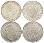 Österreich - Lots.

Kaisertum Österreich (1804 - 1918).
Franz Joseph I. (1848 - 1916).

Lot (2 Stück, Silber): 1 Forint 1859 und 1861.

Ein Exe...