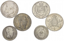 Welt - Lots.


Südamerika.
Mexiko und Brasil.

Lot (3 Stück, Silber): 1 Peso und 50 Cent 1866; 2000 Reis 1889.

Fast sehr schön.

Verkauft w...