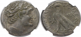 AR Tetradrachme 81 / 0 v. Chr 
Griechische Münzen, AEGYPTUS. Ptolemäus XII. Neos Dionysos, 80-51 v. Chr. AR Tetradrachme (13,43 g), Jahr 1 (ca. 81/0 ...