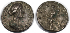 Denar 147 - 175 n. Chr 
Römische Münzen, MÜNZEN DER RÖMISCHEN KAISERZEIT. Faustina II. Augusta (147-175 n. Chr). Denar. 2,75 g. 18,0 mm. Vs.: FAVSTIN...