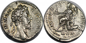 Denar 184 - 185 n. Chr 
Römische Münzen, MÜNZEN DER RÖMISCHEN KAISERZEIT. Commodus (175-192 n. Chr). Denar 184-185 n. Chr. 3,08 g. 17,5 mm. Vs.: COMM...