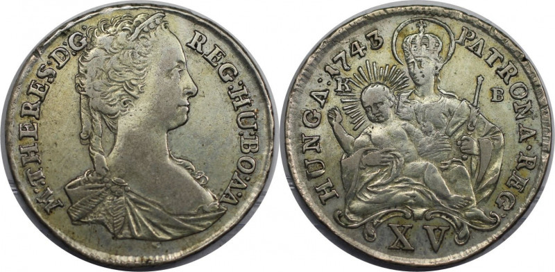 15 Kreuzer 1743 KB
RDR – Habsburg – Österreich, RÖMISCH-DEUTSCHES REICH. Maria ...